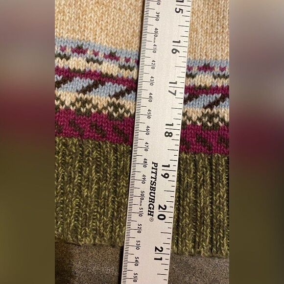 First Issue Sweater Women’s Small Blue Fair Isle Cardigan Ramie Cotton Full Zip - Picture 5 of 5